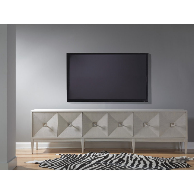White Oak Gray Contemporary Media Console with Cabinet