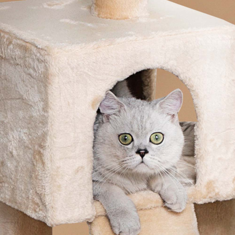 Beige Sisal Covered Multi-Level Cat Tree Condo