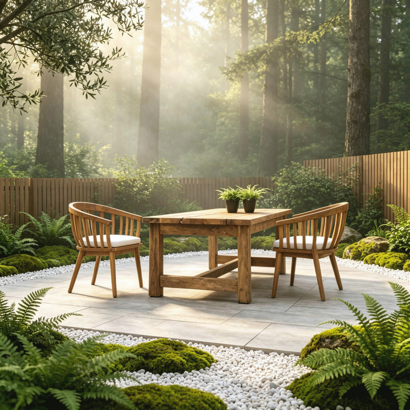 Ensemble de 2 fauteuils de salle à manger Klismos en teck et bois d'acacia avec coussin en tissu beige