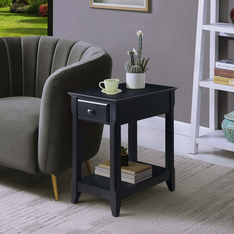 Table d'appoint noire avec tablette inférieure, Noir