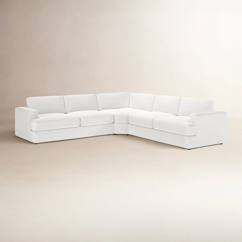 Cayden 3 - Piece Upholstered Wedge Sectional, Drusky Moonglow Sustain® Basketweave