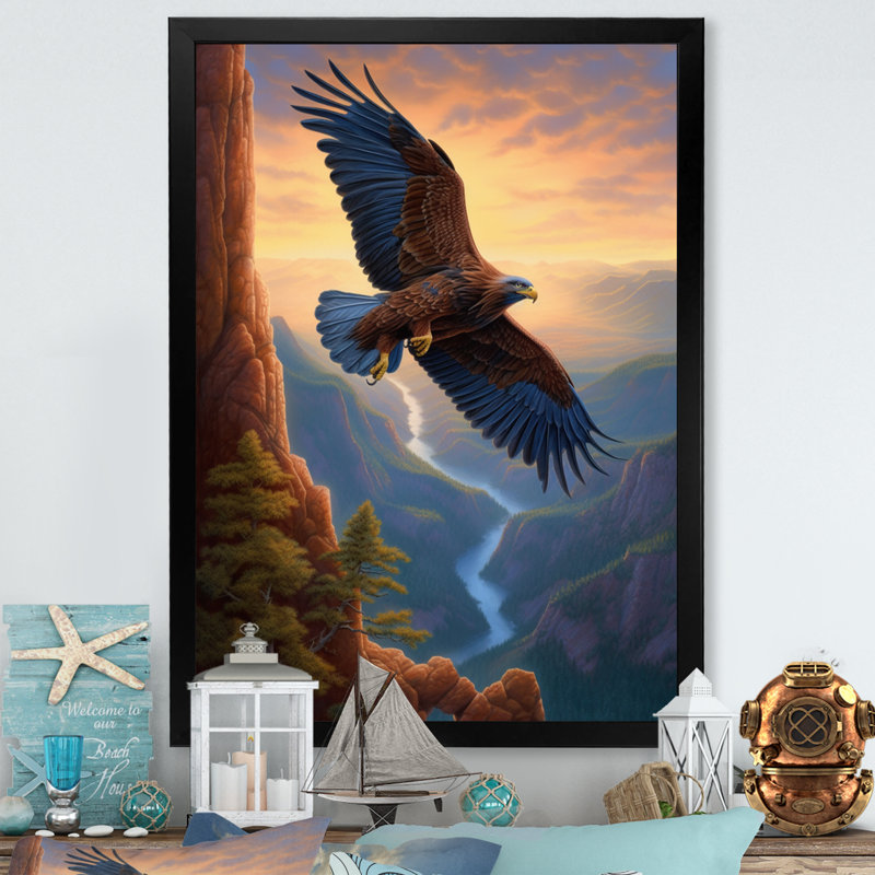 «Flight of the Eagle I», reproduction d'art sur toile, Cadre photo noir, H 20 po x l 12 po x P 1 po