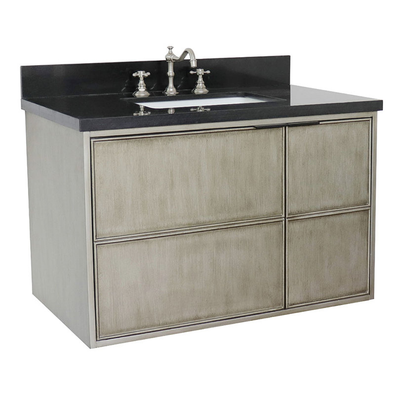 Ensemble de meuble-lavabo mural simple 37 po, Noir galaxie