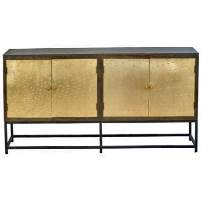 80 Inch Narrow Sideboard Brass Gold Doors Handmade Pattern by Dakota Fields