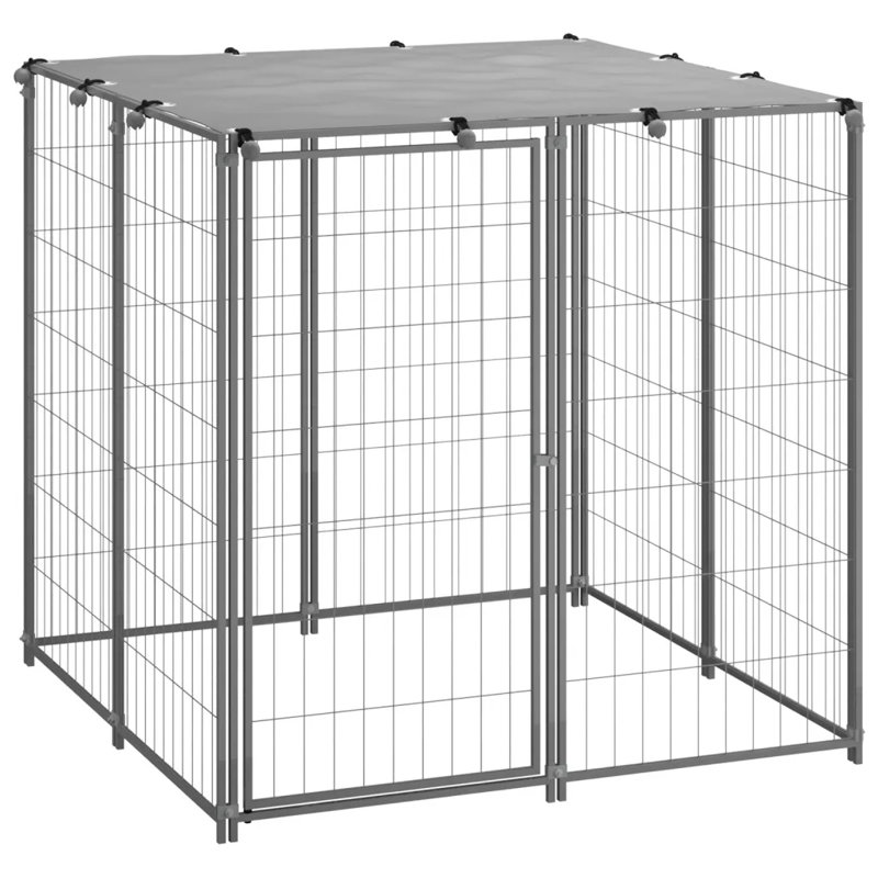 Continuum 110cm H PE, Powder-coated Steel Kennel With Door, Silver