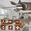 Ventilateur de plafond avec lumière, 5 pales en bois massif, moteur à courant continu, application et télécommande, DEL à spectre complet à intensité variable, flux d'air réversible, fonctionne sur les plafonds inclinés