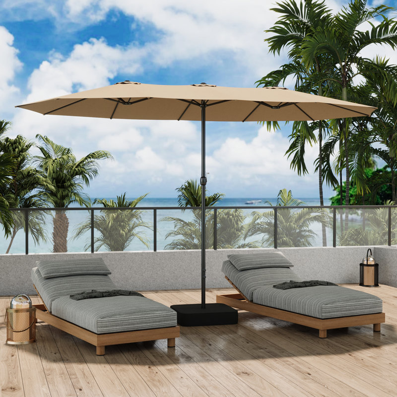 Parasol de marché rectangulaire avec base 15 pi x 9 pi, Beige