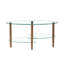 Table basse transparente ovale en verre avec rangement à 3 couches, conception moderne pour le salon et le bureau