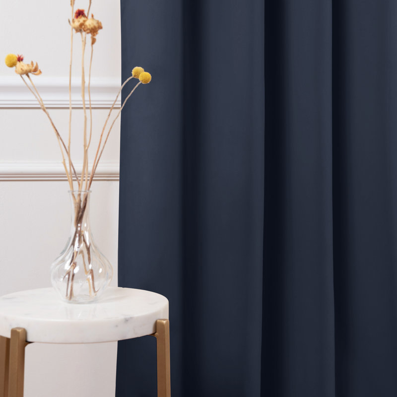 Schaeffer Solid Blackout Thermal Grommet Curtain Panels, Navy, 52" W x 72" L