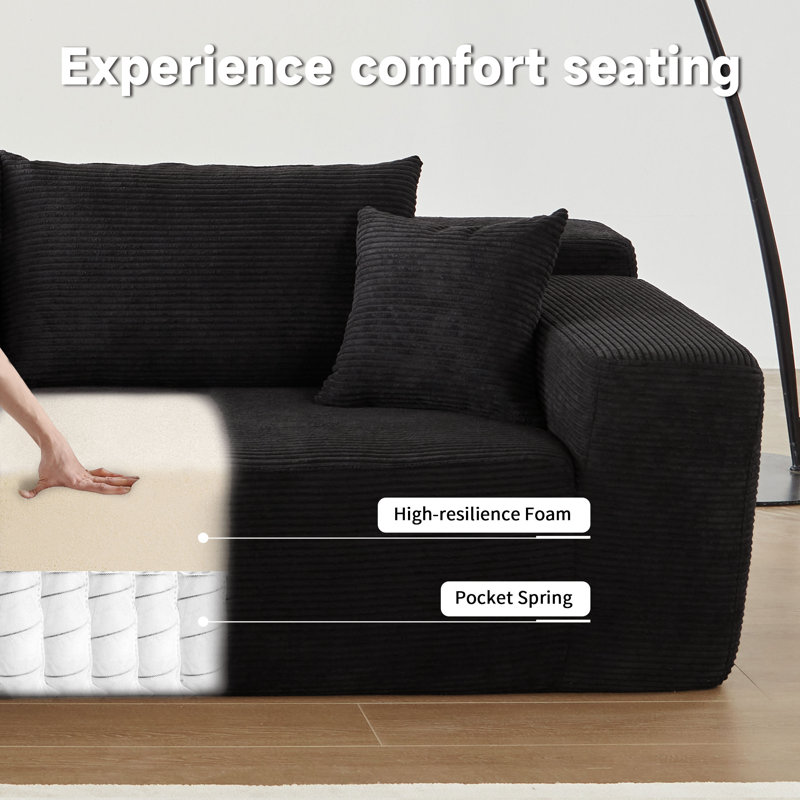 Kustas 2 - Piece Upholstered Boneless Compression Sectional with Pillow, No Assembly Required Sleeper Sofa, Free Combination Sofa Bed for Living Room