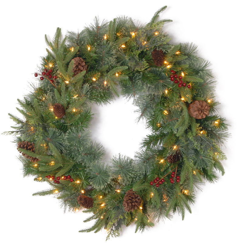Colonial Wreath with Lights, 30"