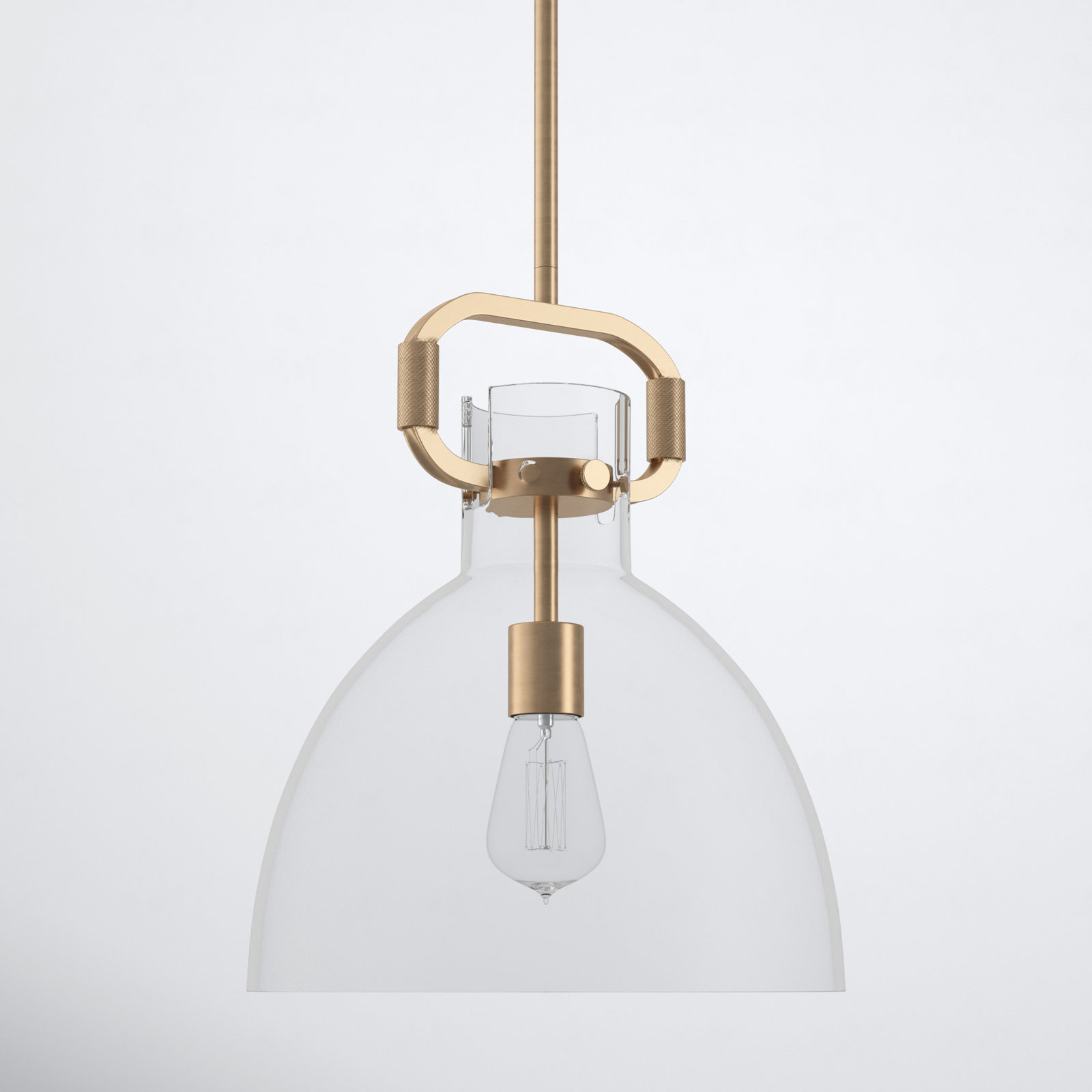 Shay Dimmable Dome Single Light Pendant, Brass