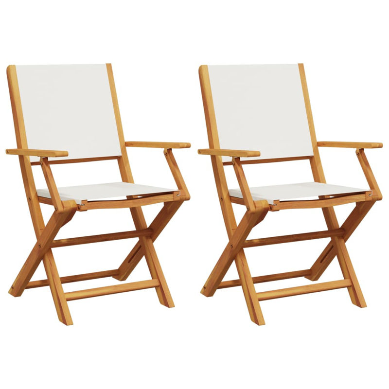 Chaise de patio pliante vidaXL en bois massif, Crème / blanc