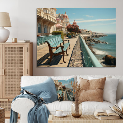 Spain Seaside Promenade I - Nautical & Beach Canvas Art Print
