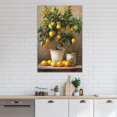 Art mural de citron, décoration murale de cuisine citron, affiche d'art mural en toile citron, fruits méditerranéen pour impression murale, impressions murales italiennes pour photos de cuisine, décoration murale 28 po x 40 po