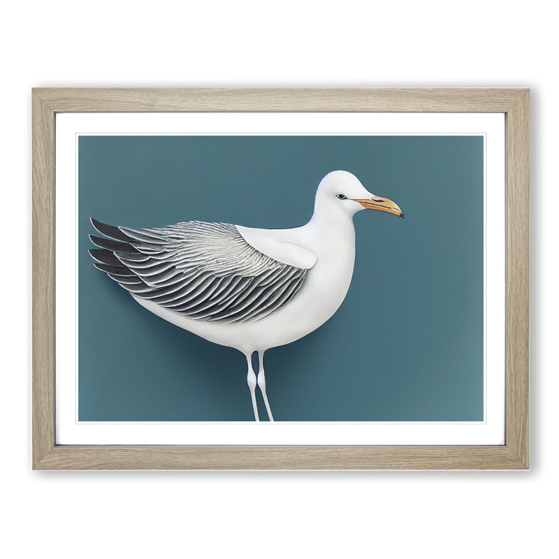 Seagull Portrait Vol.1 - Single Picture Frame Painting, 25cm H x 34cm W x 2cm D, Oak