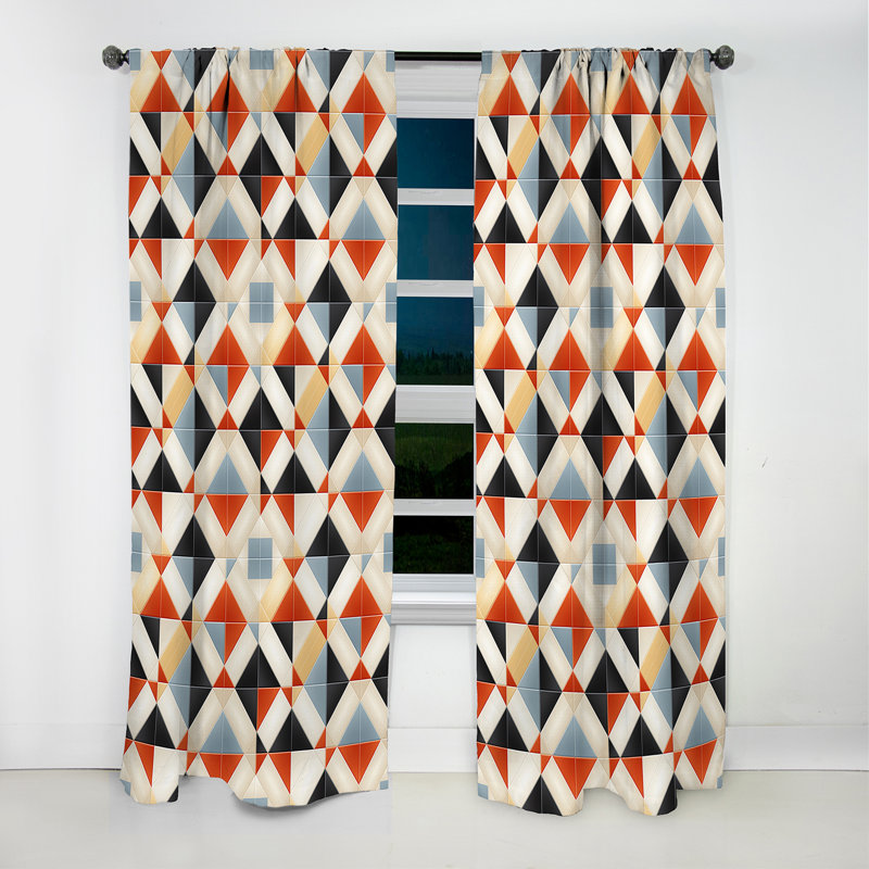 Motif de mosaïque rustique orange et beige - Rideau occultant géométrique abstrait - 1 panneau, L 52 po x L 120 po