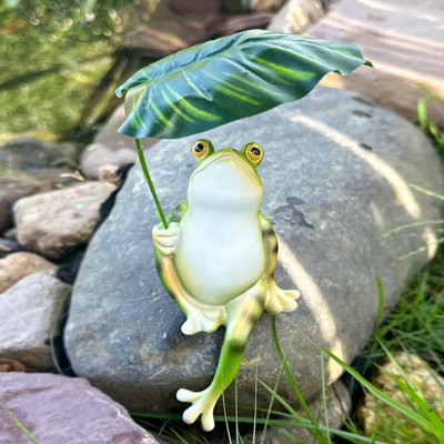 Garden Frog Statue for Outdoor Yard and Garden Decoration Resin Sculpture - Umbrella