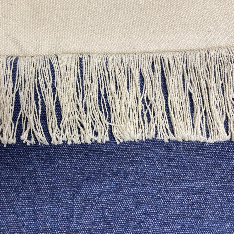  Coussin décoratif à pampilles, Indigo vintage