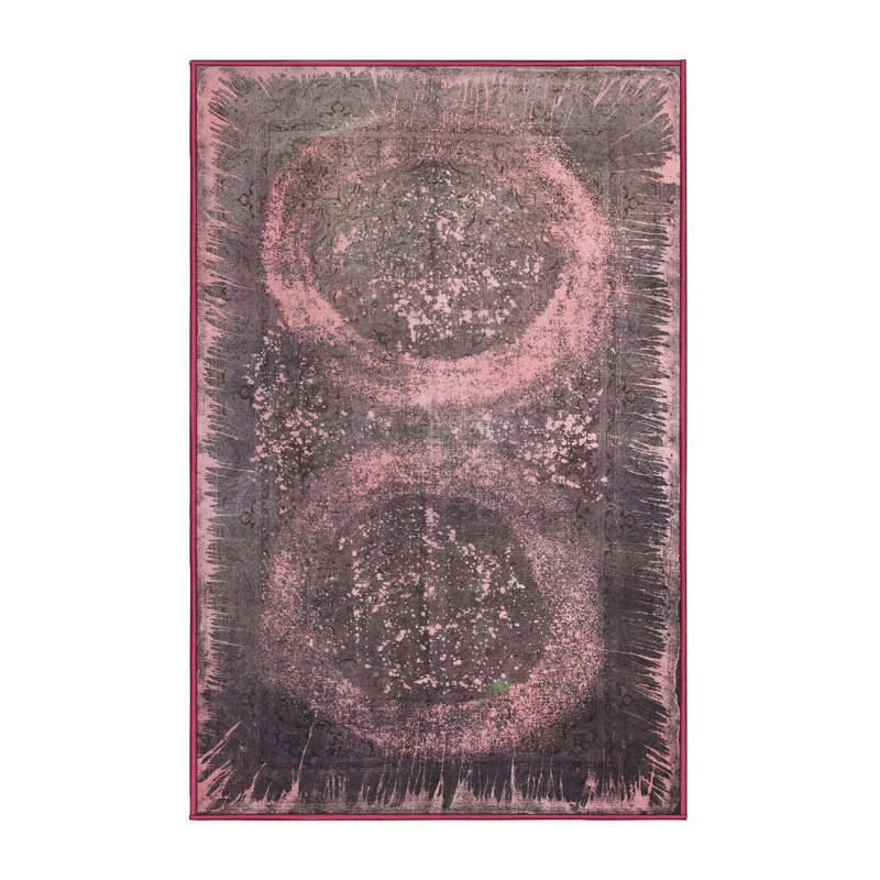 Tapis contemporain rose / brun, Rectangle 8 pi x 10 pi