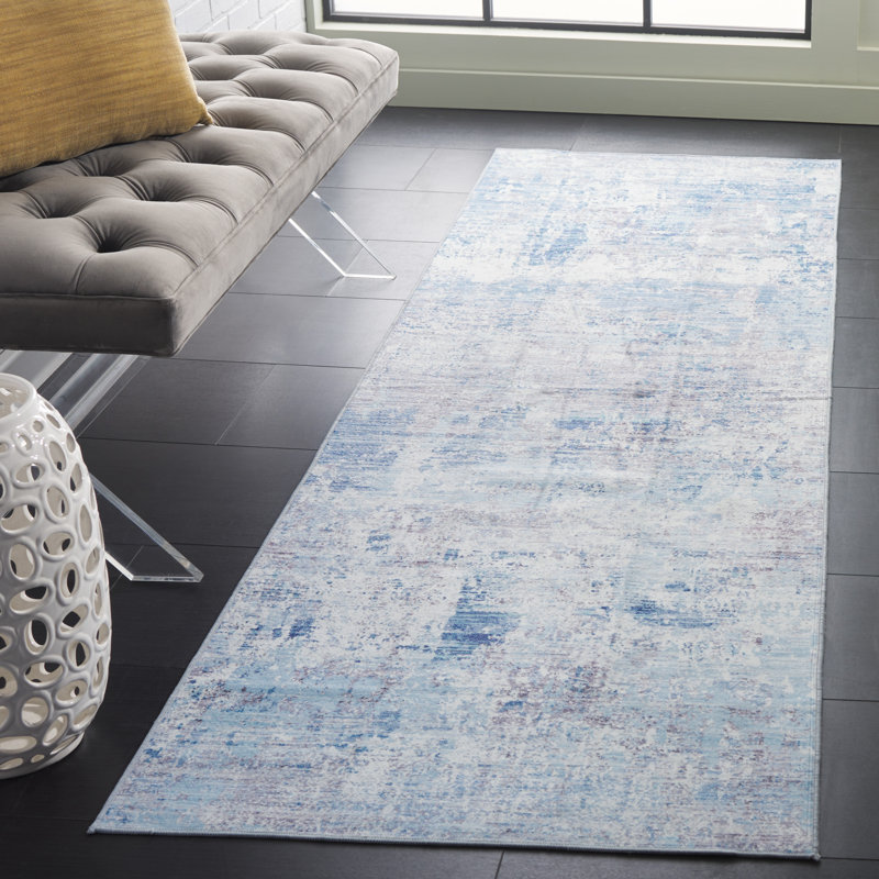Tapis gris / bleu clair Malibu 944, Tapis de couloir 2 pi 6 po x 8 pi