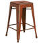 Tabouret à hauteur de comptoir 24 po intérieur / extérieur en métal avec siège carré-1292562119-1214741087-1214741077