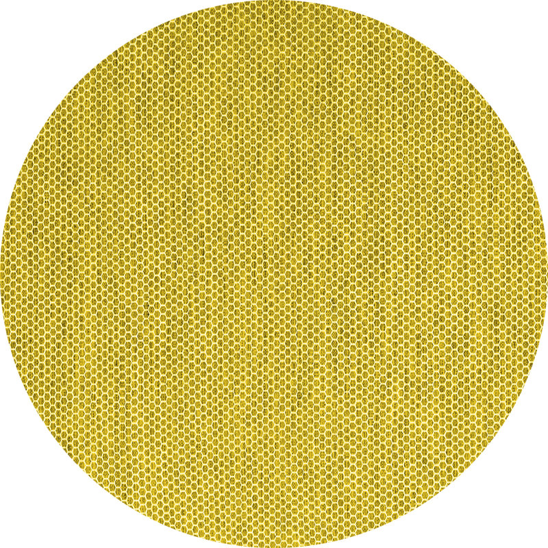 Tapis contemporains jaunes lavables à la machine 2138, Rond 4 pi