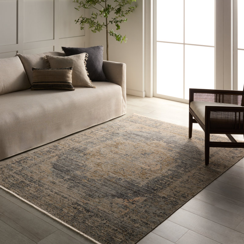 Grube Outdoor Medallion Blue Area Rug, Rectangle 8'6" x 11'6"