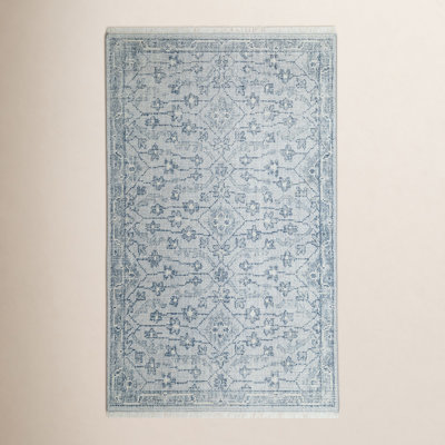 Ronia Blue Hand-Knotted Floral Rug