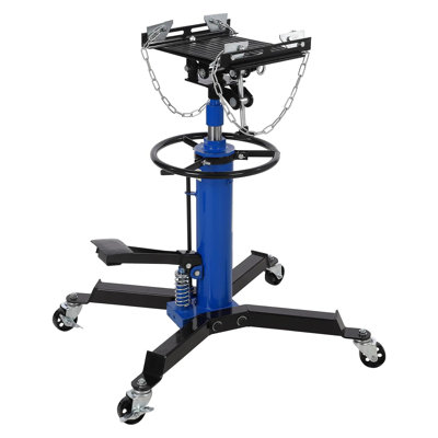 1100 LBS Transmission Jack, 2-Stage Hydraulic Telescopic Lift 33.5-69 Inch, Adjustable Saddle, Foot Pedal & 360° Swivel Wheels for Garage Shop, Blue