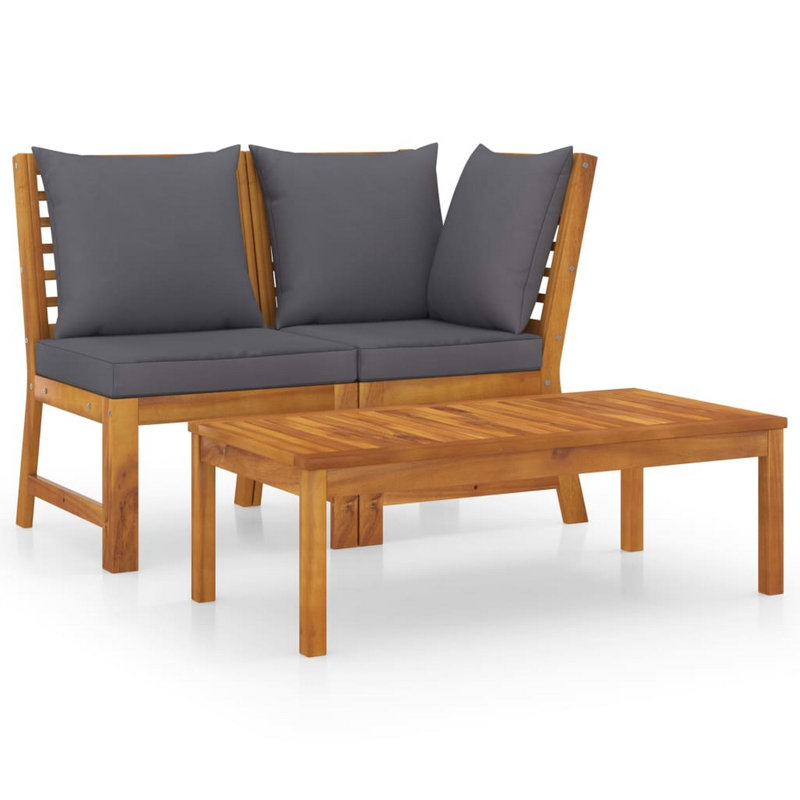3 Piece Lounge Chair with Cushions, Dark Gray
