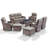 8-Piece Outdoor Wicker Patio Conversation Set With Swivel Chairs And Coffee Table-383497278-383497277