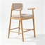 Chaises de bar rectangulaires minimalistes à dossier rembourré en bois d'hévéa, hauteur de comptoir, ensemble de 2-655278889