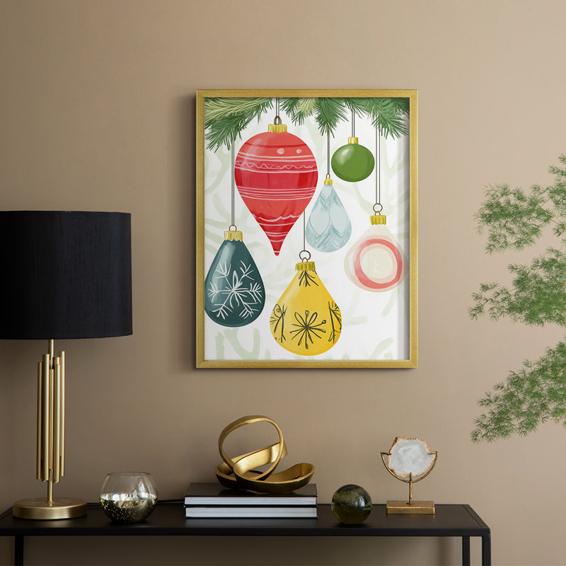 «Christmas Holiday Art CVI», reproduction encadrée - bois massif, H 30 po x l 24 po, Doré