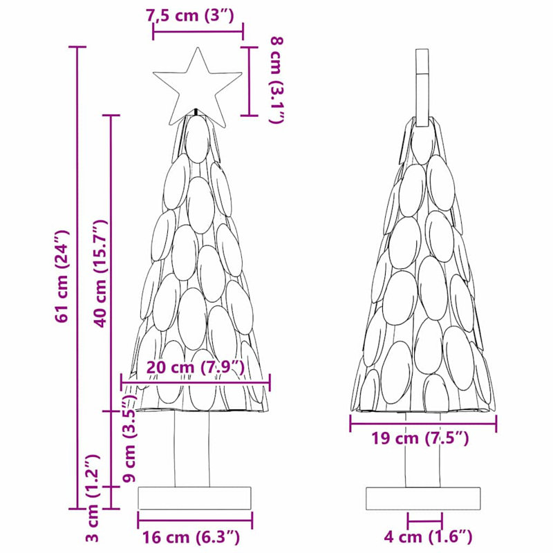 Christmas Tree with Stand Brown Solid teak wood, 60cm H