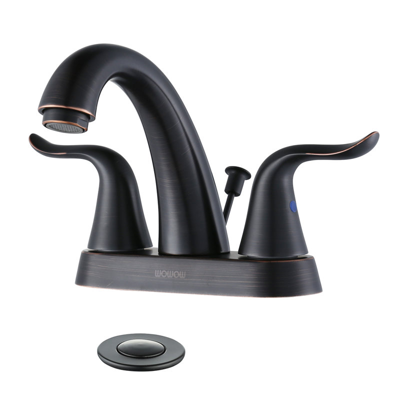 Centerset 2-handle Bathroom Faucet with Drain Assembly, Oiled Rubbed Bronze