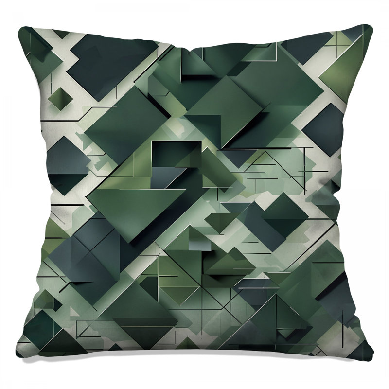 Coussins géométriques vert, 14 x 14 inches
