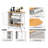 White Kitchen Island Cart on Wheels with Walnut Wood Top, Glass Door Cabinet & Towel Rack, Mobile Storage Cart with Drawers for Kitchen, Dining Room, Pantry