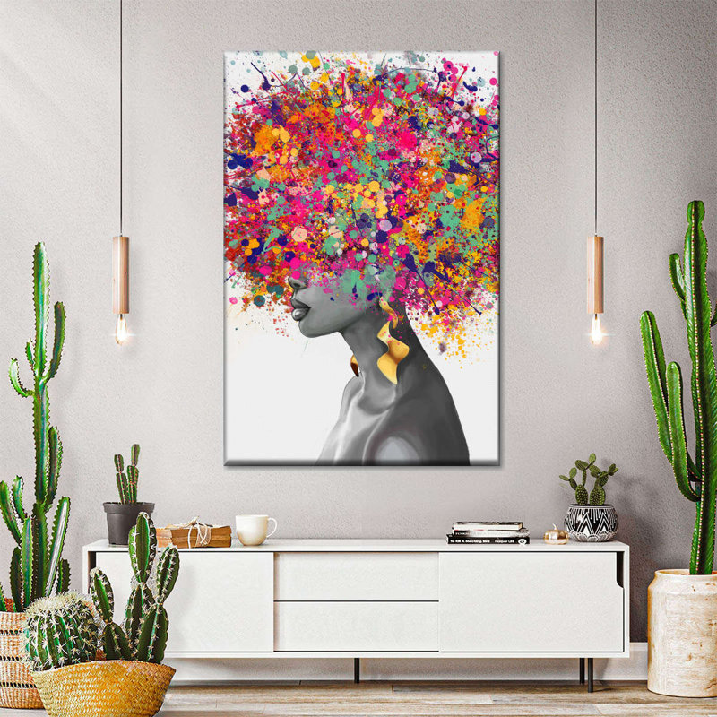 Impression sur toile Afro Hair Pop, H 39 po x l 26 po x P 1,25 po
