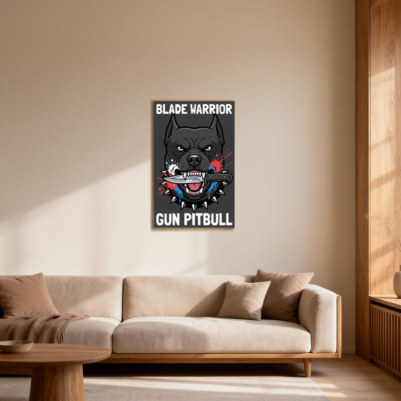 Animaux avec pales Warrior Gun Pitbull avec couteau, H 36 po x l 24 po