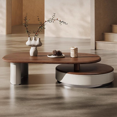 High-end saddle leather oval creative end table