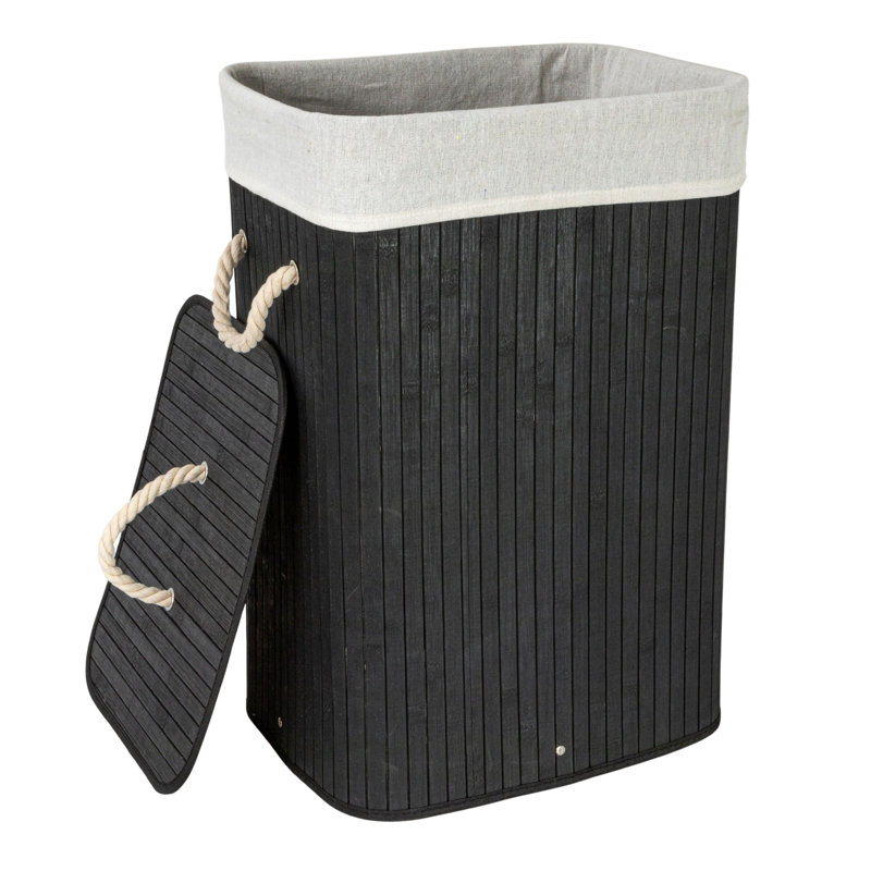 Machine Made Bamboo Laundry Hamper, Black