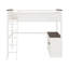 Lit mezzanine avec bureau, tablette ouverte et boîte de rangement, station de charge USB
