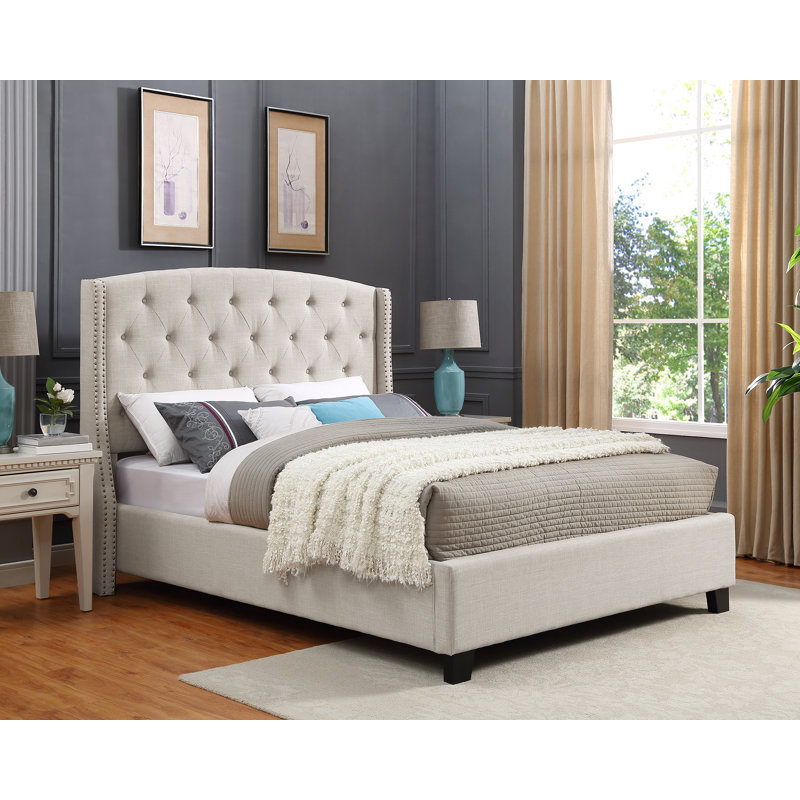 Dorthy Bed, Queen, Tan Polyester Blend