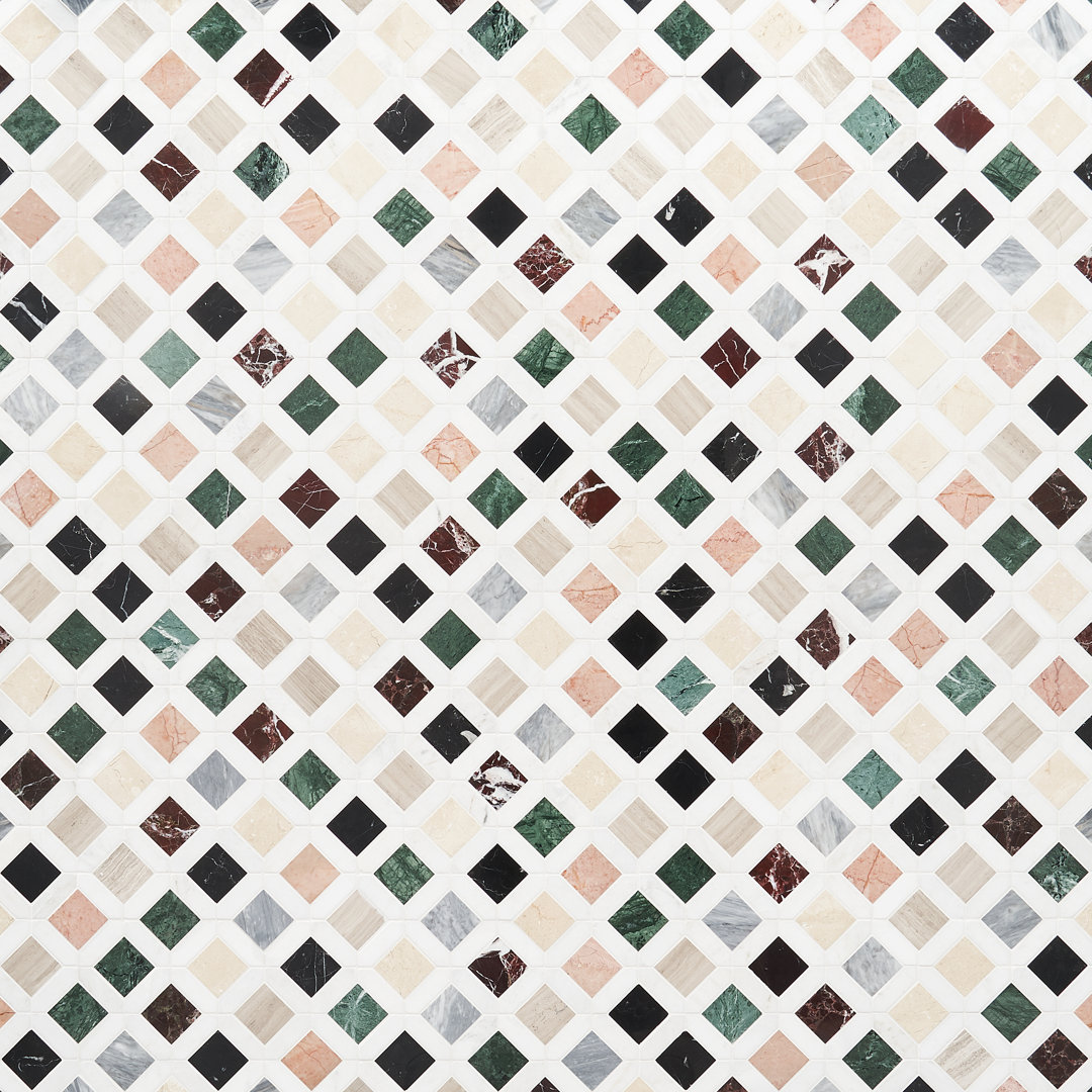 Lula Multicolor 11.92 in. x 11.92 in. Polished Marble Floor and Wall Mosaic Tile (0.98Sq. Ft. /Each) Bond Tile