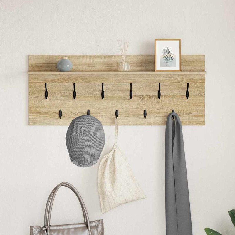 Wall-Mounted Coat Rack With Shelf Engineered Wood, Sonoma Oak