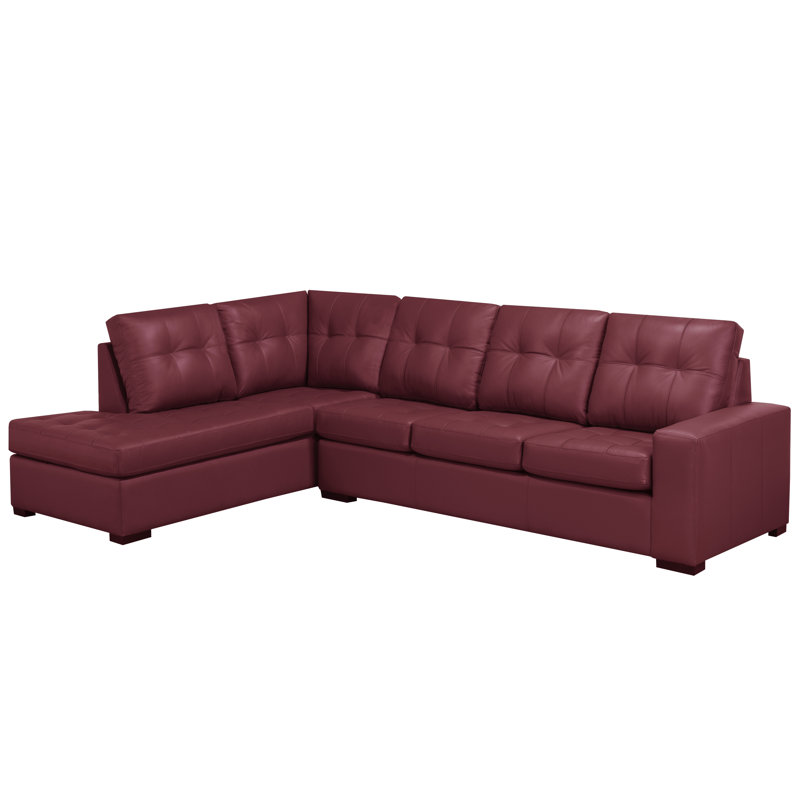 Canapé modulaire en cuir Yeprad, Face à la gauche, Cuir rouge marron assorti