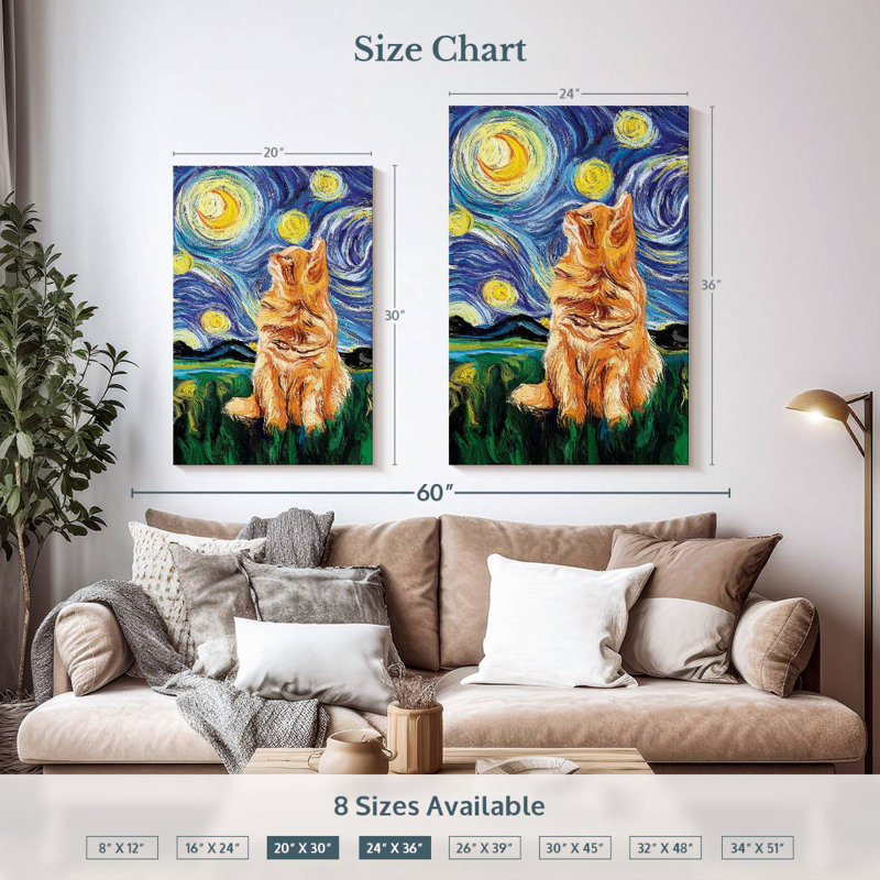 Brampt, chat impressionniste, H 36 po x l 24 po