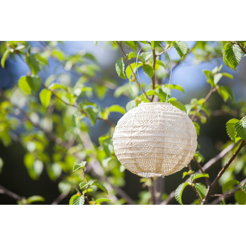 Luminous Pearl Wave 14.5" Tyvek Solar Hanging Lantern