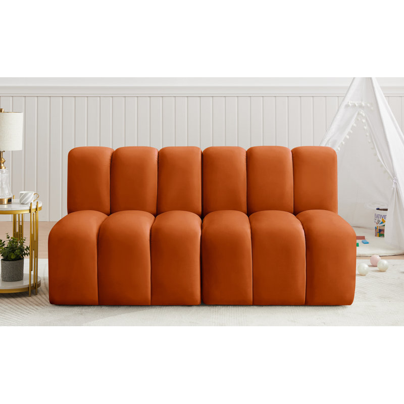 Hiral Upholstered Sectional Reversible, Cognac Velvet